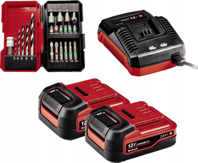 Stërvitëse pa kabllo Einhell TE-CD 12/1 Li, 12V, 2x2.0Ah, e kuqe