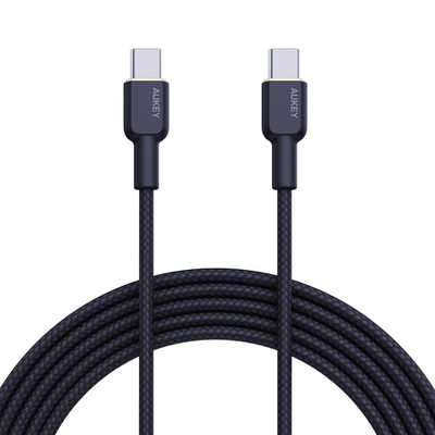 Kabllo Aukey, USB C / USB C, 1.8 m, e zezë
