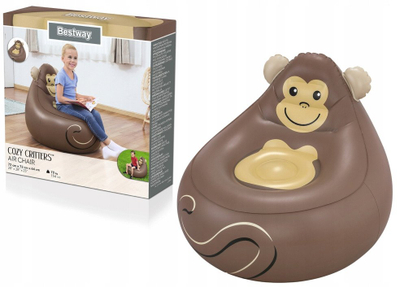 Karrige e fryrë për fëmijë Bestway Monkey, deri 70 kg, me puf, shumëngjyrëshe