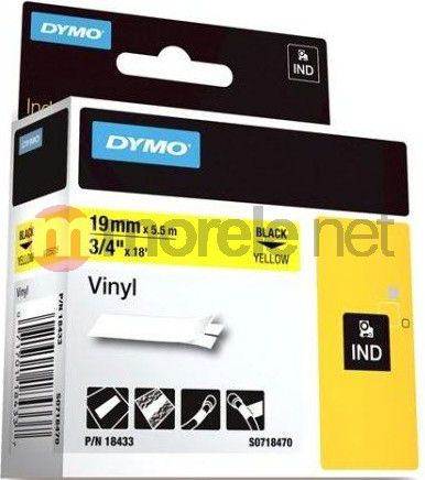 Лента за етикетирање DYMO S0718470, винил, 19mm x 5.5m, жолта