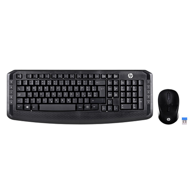 Set tastjere dhe maus HP 300, 1600 DPI, i zi