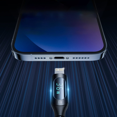 Kabllo Wozinsky WUCLC1 USB C në Lightning, 1m, me LED, e zezë