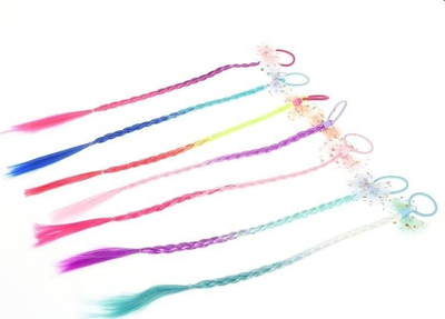 Aksesor flokësh Adar Braid With Hair Tie, gërshet sintetik i gjatë, me tyl me pika, ngjyra t’përziera