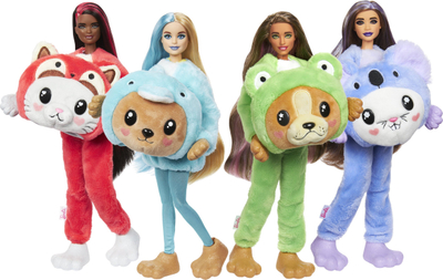Kukull Barbie Cutie Reveal Costume Series, me pelush kafshe, me aksesorë surprizë, jeshile