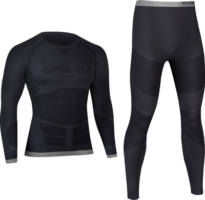 Set rroba të brendshme termike për burra Spokey DRY HI OPTIMA, bluzë e pantallona të gjata, masë XL XXL, ngjyrë e zezë
