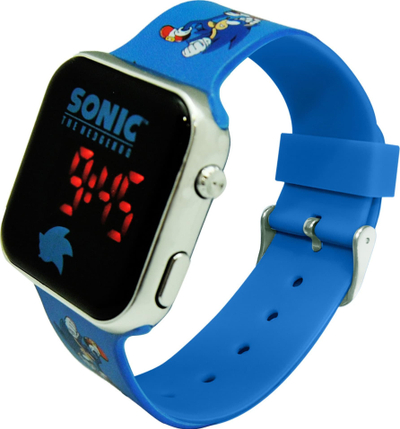 Orë dixhitale për kalamaj Sonic The Hedgehog, LED, me rrip gome, blu