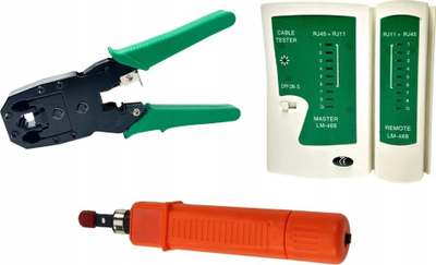 Set mjete rrjeti 19 në 1, tester kabllosh RJ45 RJ11, vegël krimpimi, në kuti të zezë