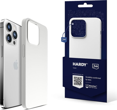 Mbrojtëse telefoni 3MK Hardy Case për iPhone 15 Pro 6.1", silikon, MagSafe, e bardhë