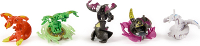 Set lodrash Bakugan Battle 5 Pack Special Attack Trox Nillious Dragonoid Wing Ventri, 5 figura rrotulluese, me karta beteje, shumëngjyrësh