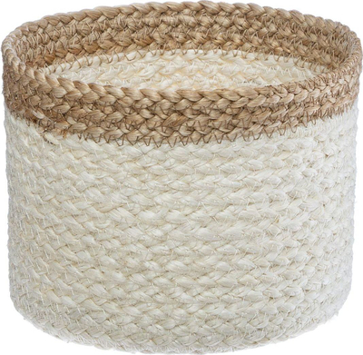 Set shporta dekorative H&amp;S Decoration, 3 copë, jute natyrale, të bardha