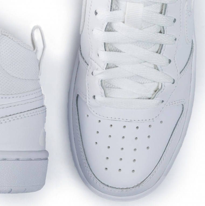 Atlete për djem Nike Court Borough 2 Mid, lëkurë, taban gome, të bardha