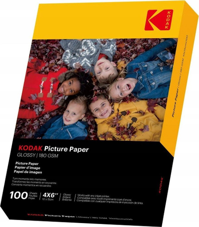 Letër fotografike Kodak, A6 10x15 cm, me shkëlqim, 180 g/m², 100 fletë