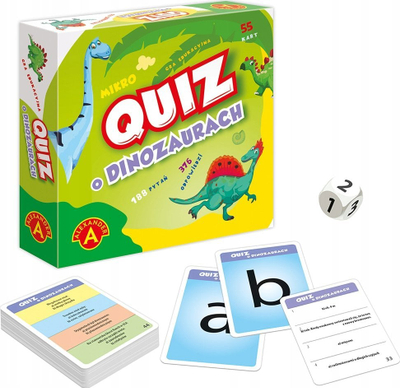 Lojë kuiz Alexander Silver ALEX Dinosaur Quiz, edukative, me letra pyetjesh, shumëngjyrëshe