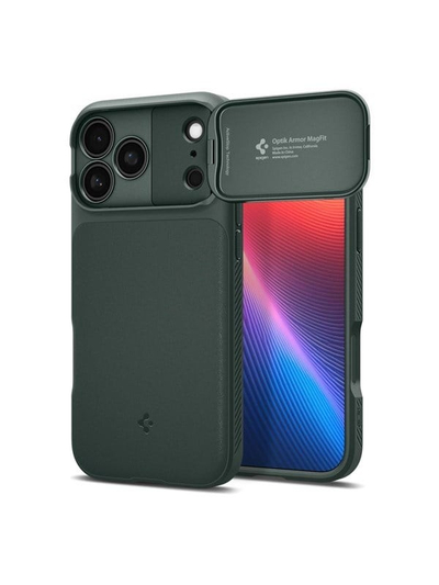 Mbrojtëse telefoni Spigen Optik Armor MagSafe për iPhone 17 Pro, jeshile Abyss