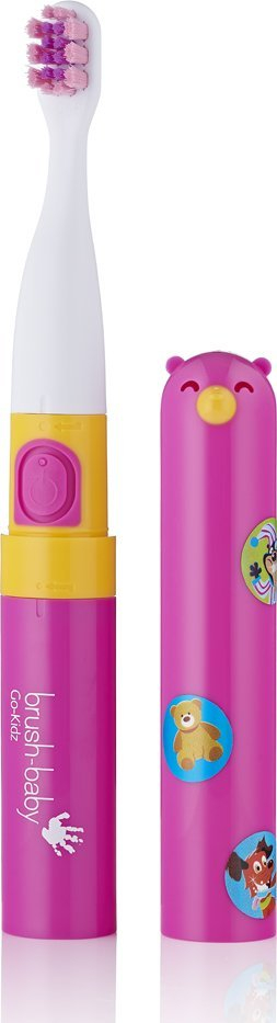 Furçë dhëmbësh elektrike Brush-baby Go-KIDZ, sonike, për udhëtim, rozë