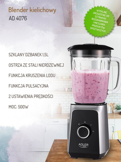 Blender Adler AD 4076, 500 W, i zi / i hirtë