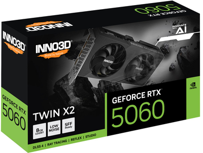Kartë grafike Inno3D GeForce RTX 5060 Twin X2, 8GB GDDR7, PCIe 5.0, e zezë