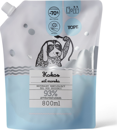 Rimbushje xheli dushi Yope Coconut and Sea Salt, 800ml, hidratues