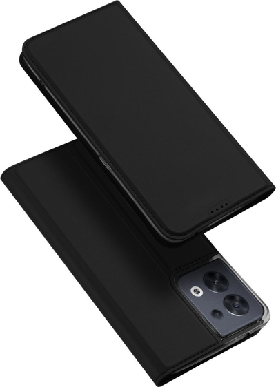 Kapak telefoni Dux Ducis Skin Pro për Oppo Reno 8, tip portofol, me qëndrim, i zi
