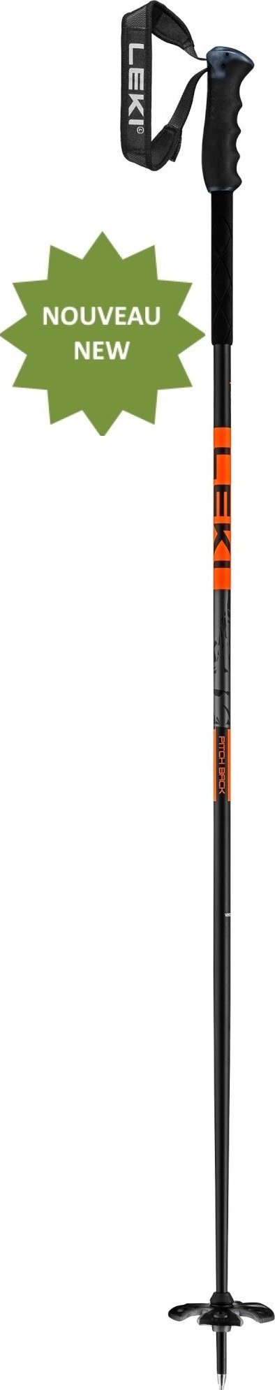 Shkop skish LEKI Pitch Back, alumini HTS 6.0, dorezë ProG, i zi me portokalli