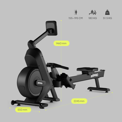 Makinë varkarie Zipro Power 10, rezistencë ajër magnetike, Bluetooth, e zezë