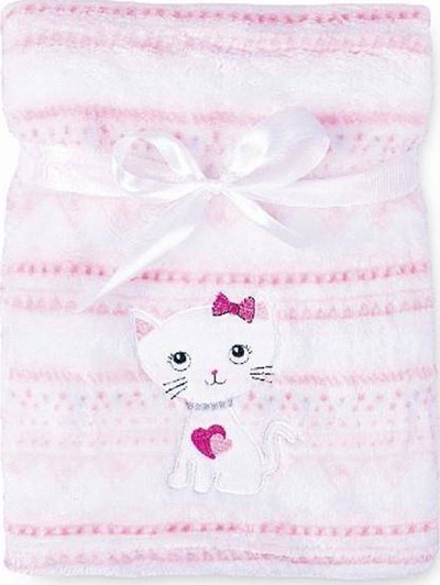 Batanije bebe BabyMatex Ricco, mikrofibër, 75 x 100 cm, e bardhë me rozë