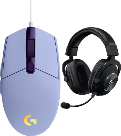 Set gaming Logitech G203 Lightsync G Pro X, maus 8000 DPI, kufje gaming, i zi