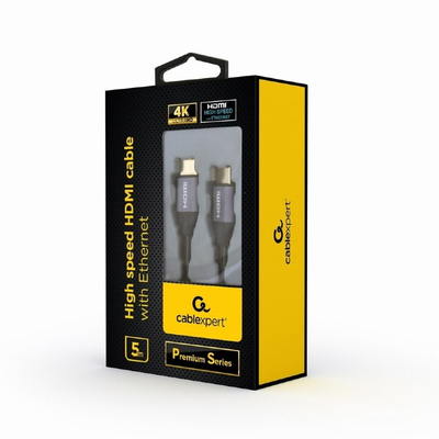 Kabllo Gembird CABLEXPERT HDMI 2.0, 5m, e gërshetuar, e zezë