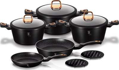 Set tenxheresh dhe tiganë Berlinger Haus Black Rose, 10 copë