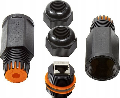 Konektor rrjeti LogiLink NP0081, 2x RJ45, IP67, ngjyrë e zezë