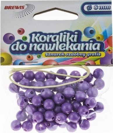 Rruaza plastike Purple Beads 8mm, kordelë për vargje, 16g, lejla