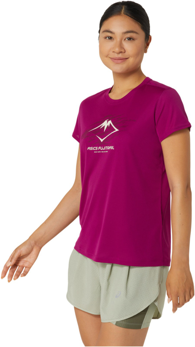 Блуза за трчање Asics Fujitrail Logo Women, рециклиран полиестер, со рефлектирачки елементи, виолетова
