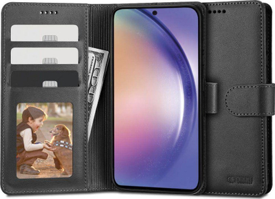 Kuti telefoni Tech-Protect Wallet për Samsung Galaxy A54 5G, flip case, me xhepa kartash, e zezë