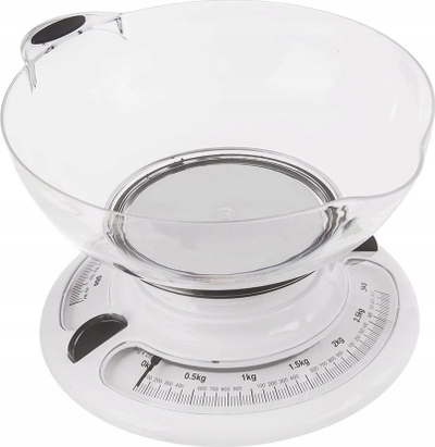 Peshore mekanike për çi të gatu, me ene që hiqet, deri 5 kg, e bardhë