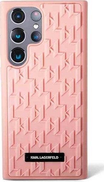 Mbulesë telefoni Karl Lagerfeld Monogram 3D për Samsung Galaxy S23 Ultra, rozë