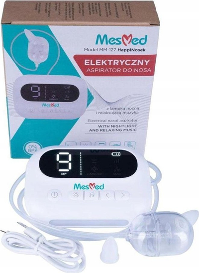 Aspirator nazal elektronik MesMed MM127 HappiNosek, thithje e rregullueshme, me melodi qetësuese, i bardhë