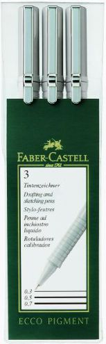 Set fineliner Faber-Castell Ecco Pigment, 3 copë, majë 0.3 0.5 0.7, ngjyrë e zezë