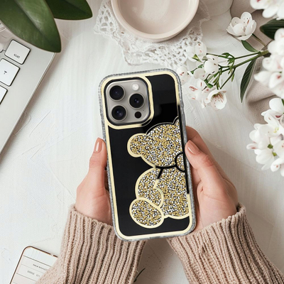 Këllëf telefoni Teddy Bear, për iPhone 12 Mini, PU TPU, shumëngjyrësh