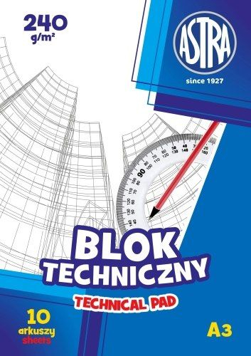 Bllok teknik Astra Technical Pad, A3, 240gsm, 10 fletë