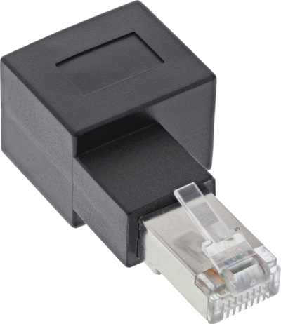 Adapter rrjeti InLine Patch Cord, Cat.6A RJ45 mashkull femër, me kënd 90°, i zi