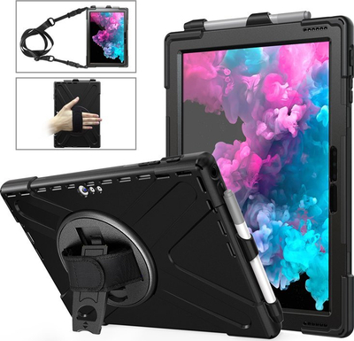 Mbulesë tableti eStuff për Microsoft Surface Pro, 12.3\", me kënd qëndrimi, ngjyrë e zezë