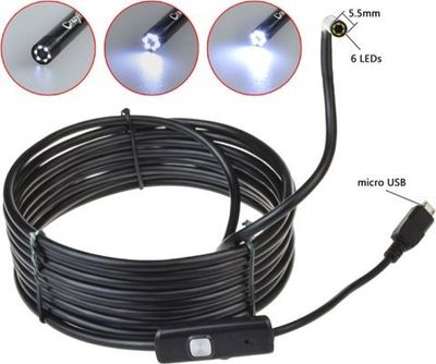 Kamerë inspektuese Xrec Endoscope, USB, kabllo e ngurtë 1.5 m, e zezë