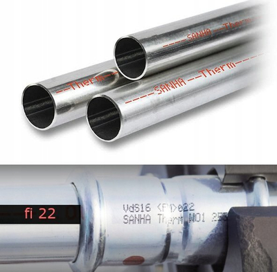 Tub çeliku Sanha Carbon Steel Press, i galvanizum, 22x1.5mm