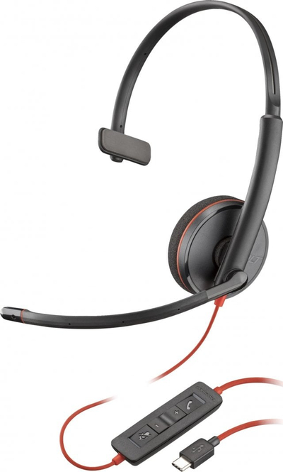 Poly Blackwire 3210 Моноурална USB-C Слушалка со USB-C/A Адаптер