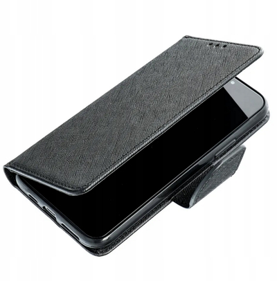 Këllëf libër OEM Fancy për Samsung A17 Oppo A17k, lëkurë organike, me magnet, i zi