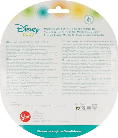 Set tas dhe lugë Disney Baby Mickey Mouse, pa BPA, i hedhshëm në mikrovalë, i bardhë