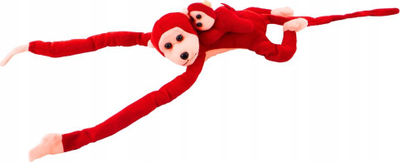 Lodër pelushi majmun me bebe Plush Monkey, 90 cm, e kuqe