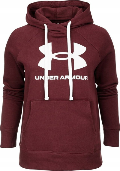 Bluzë me kapuç Under Armour Rival Fleece Logo W, pambuk, me xhep kangur, burgundy