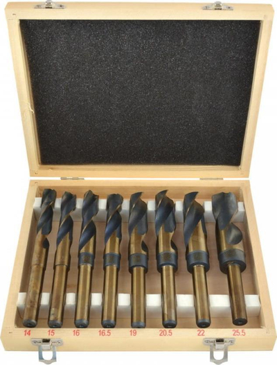 Set shpimesh spirale Geko G38115, 8 copë, HSS për hekur edhe dru
