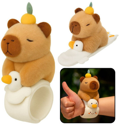 Lodër pelushi Leantoys Wristband Goose with Capybara, shpatore vetështrënguese, për foshnje, shumëngjyrëshe